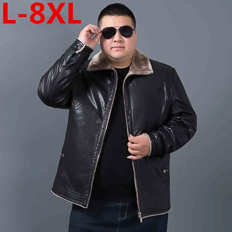 

6XL Plus size 10XL 8XL 5X Winter Mens Genuine Leather Jacket Brand Clothing Sheepskin Coat Rex Rabbit Fur Parka with Mink Collar