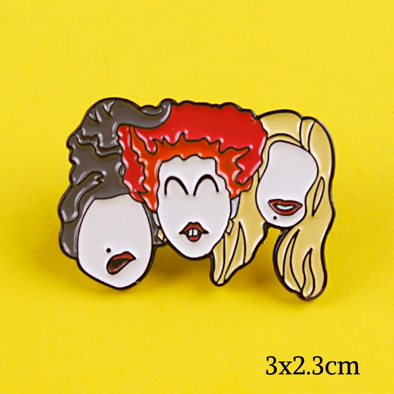 Эмалированная брошь в виде забавного лица и мультипликационного персонажа 3 шт.
