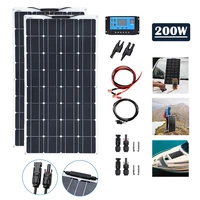 200w flexible solar panel kit 2pc 100w for boat home car rv roof battery charger solar plate photovoltaic cell complete 12 v 24v