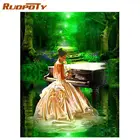 Алмазная 5D картина RUOPOTY сделай сам, Набор для вышивки крестиком с девушкой и пианино, подарок для рукоделия