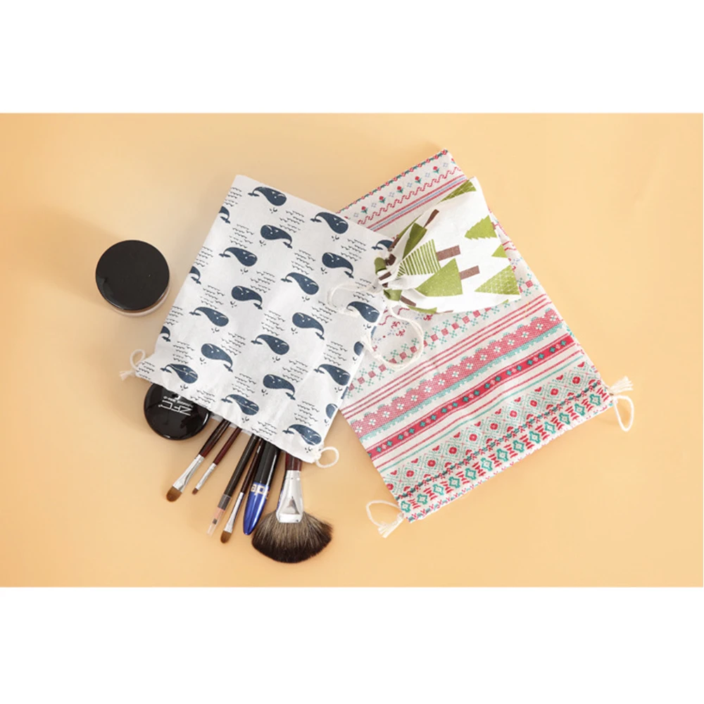 1 шт. переносная сумка-тоут на шнурке хлопковая и льняная для студентов маленькая