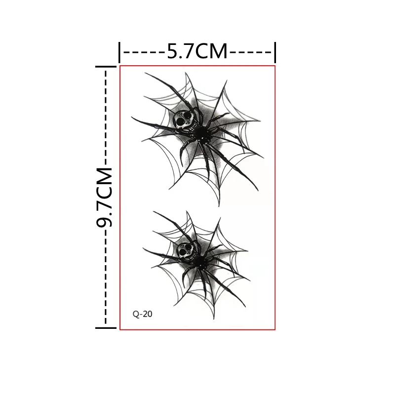 2 Pcs Temporary Chinese Character Tattoo Stickers Spider False Tattoo Waterproof Decoration Decals Men And Women Arm And Leg Art