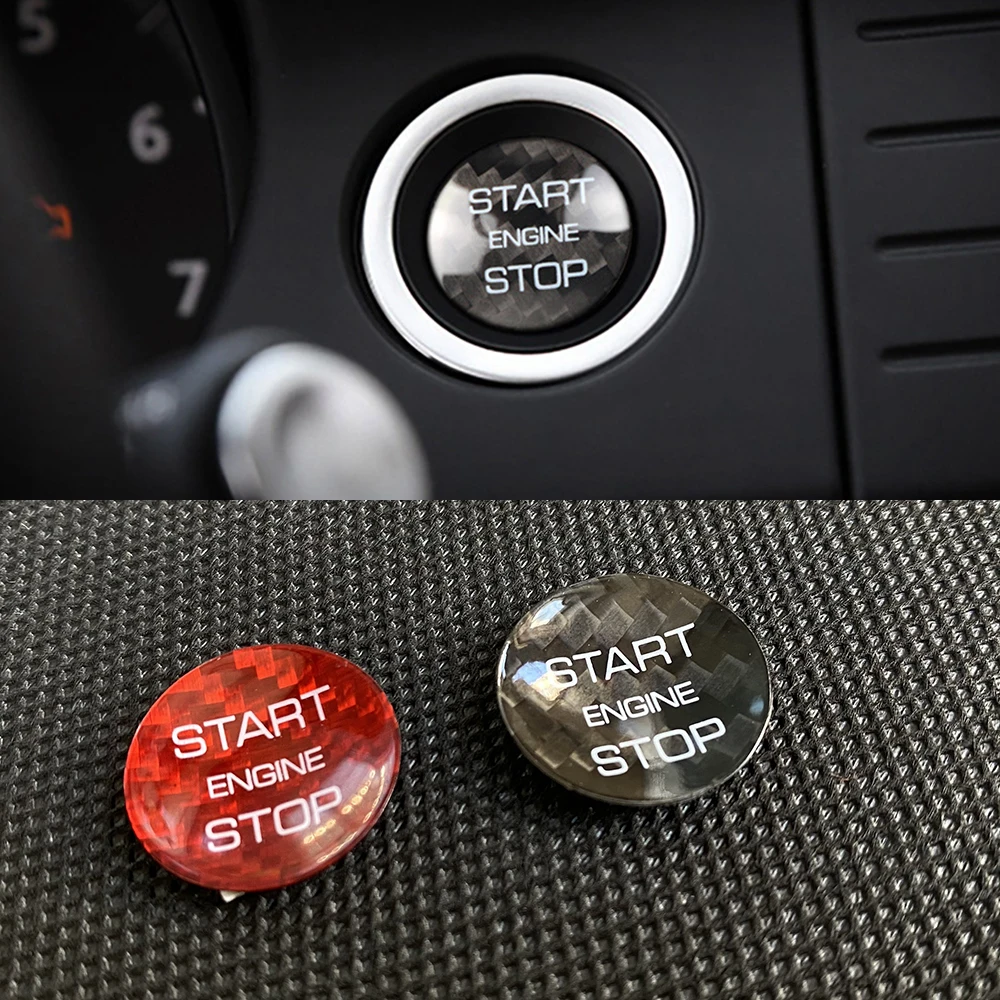 Pegatina de botón de arranque y parada de motor de fibra de carbono Real para Land Rover Discovery 5, Evoque, Range Rover Velar sport 2016-2021, 1 ud.