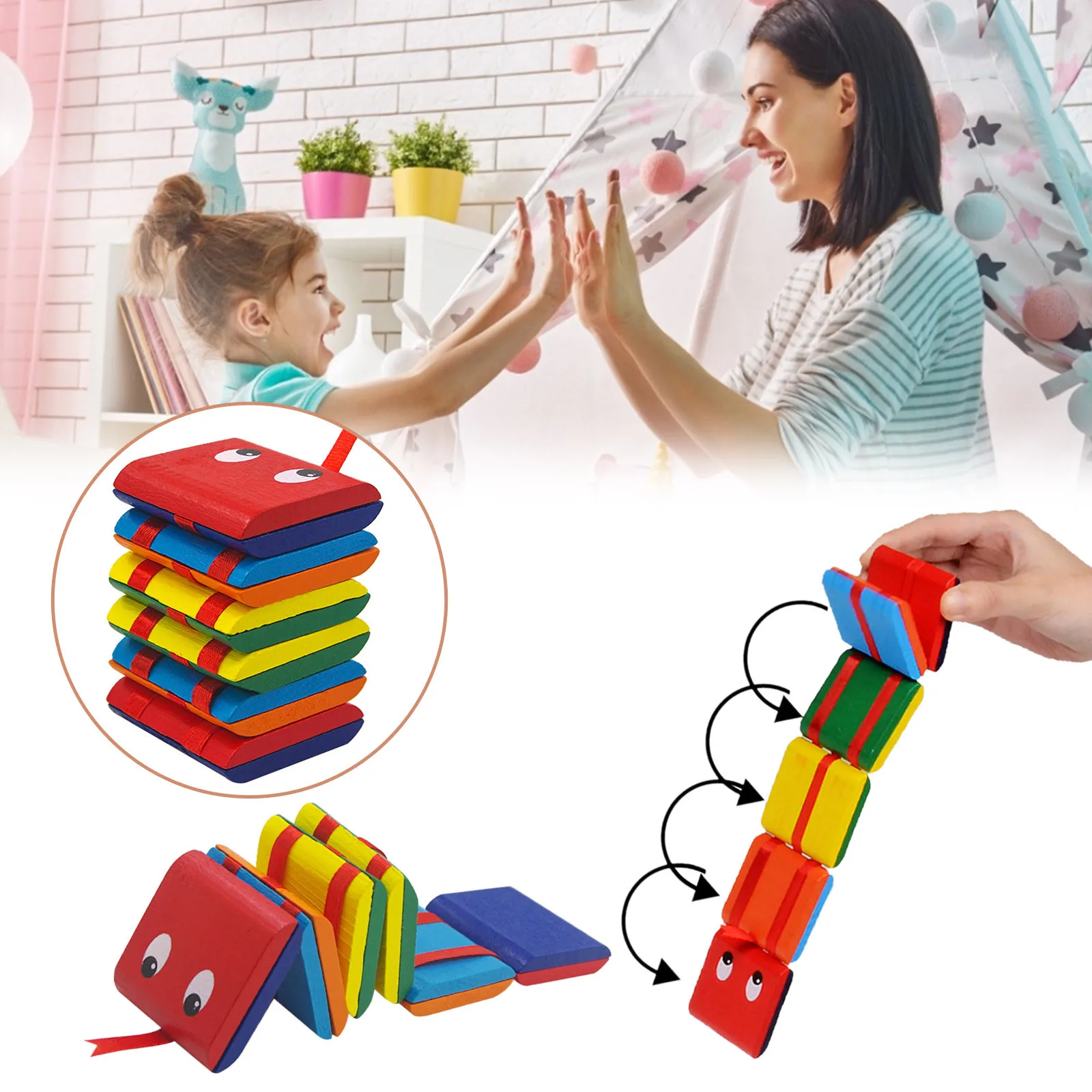 

Wooden Ladder Change Visual Illusion Toys Novelty Decompression Children's Fidget Toy Gift Flipo Flip Colorful Flap 2021 New