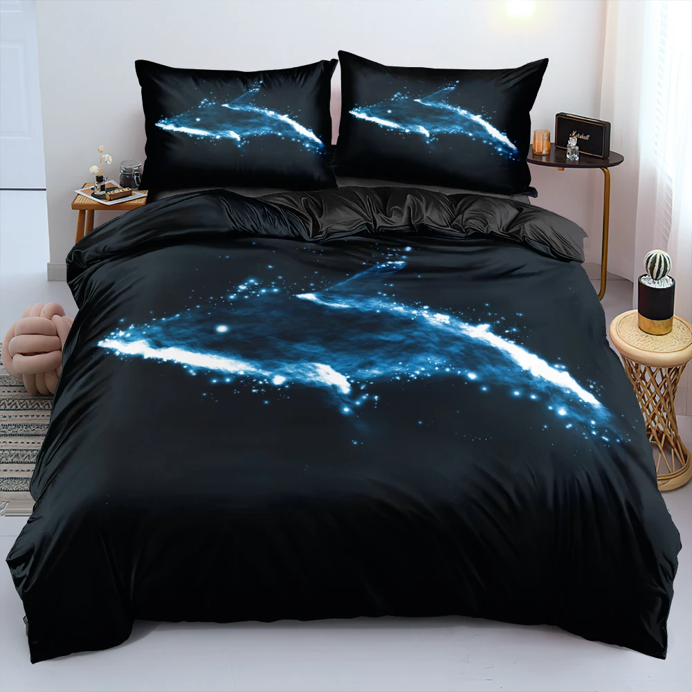

3D Dophin Bedclothes Custom Bed Linens Black Comforter Covers Set Pillowcases Twin King Queen Double Single Size Bedding Sets
