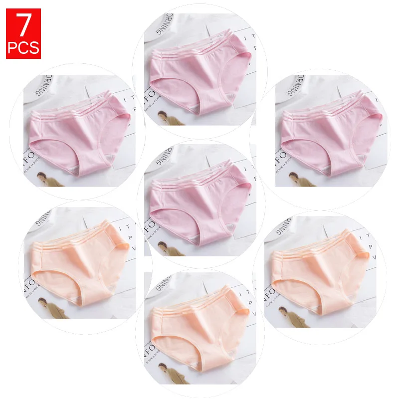 A4-4PK-3BI 7 шт./компл. низкая кружева женские трусики из хлопка Нижнее белье для женщин; Большие размеры брюки Трусики для девочек трусики трусы с низкой посадкой бесшовные трусики для женщин - Цвет: A4-4PK-3BI