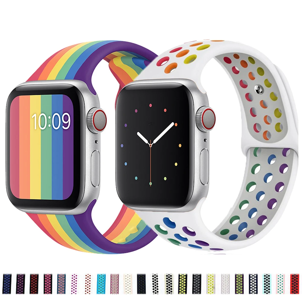Мягкая силиконовая лента для Apple Watch Series 1 2 3 42 мм 38 резиновый ремешок iWatch 4/5/6/SE 40 44