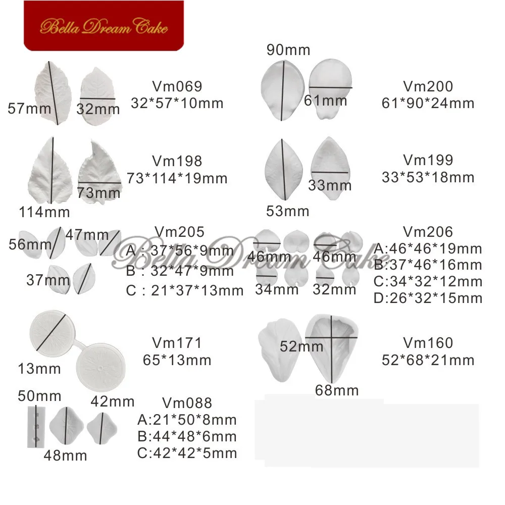 18 наборов силиконовая форма для лепестков листьев цветов из нержавеющей