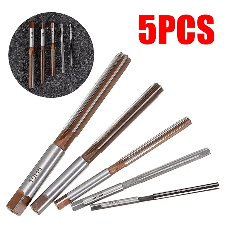 

5pcs H8 Chucking Straight Shank Hand Reamers Set 6 Flutes 4mm 5mm 6mm 8mm 10mm Hand Tools Kit High Quality