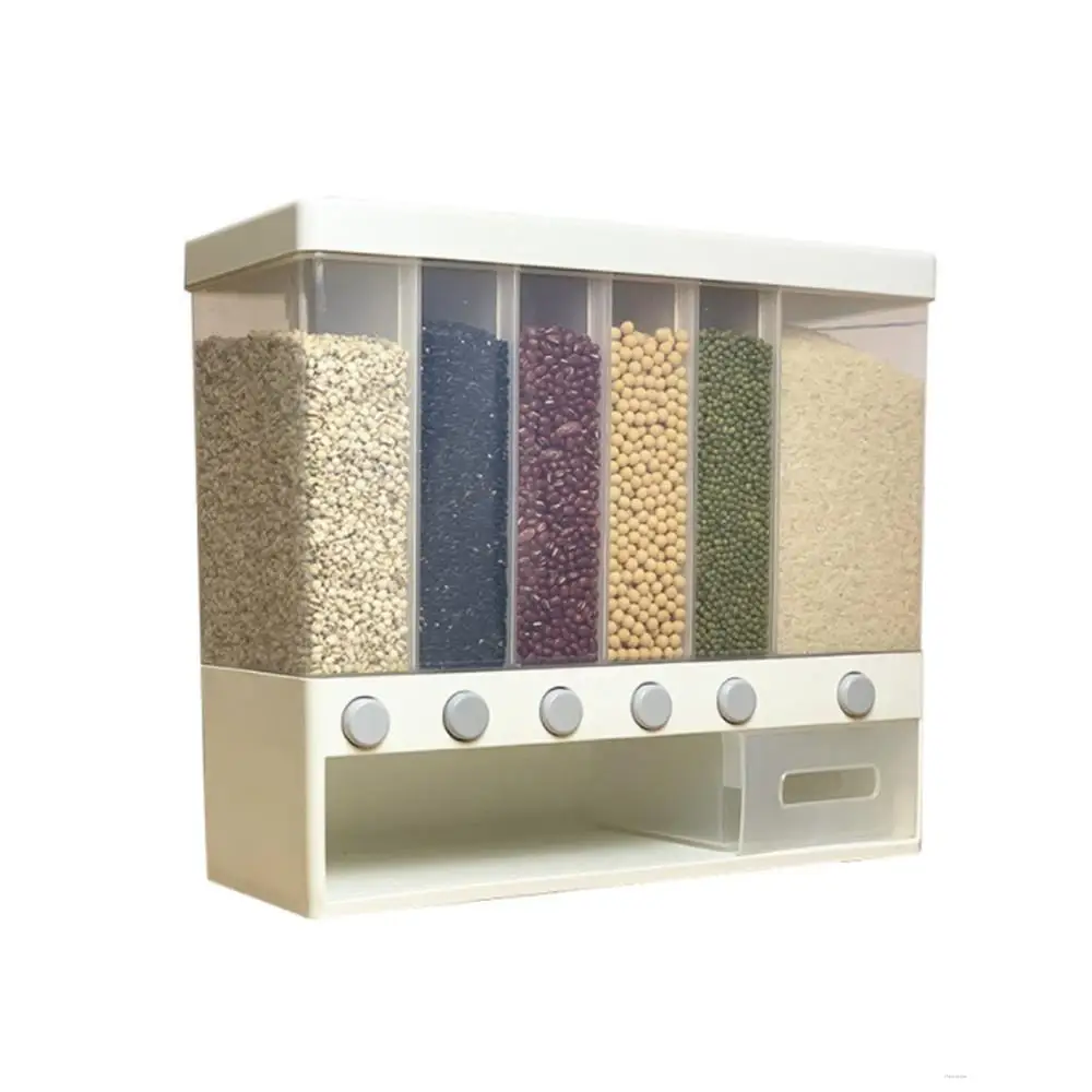 

10L Wall Mounted Separate Rice Bucket Cereal Dispenser Moisture Proof Plastic Automatic Racks Sealed Metering Food Storage Box