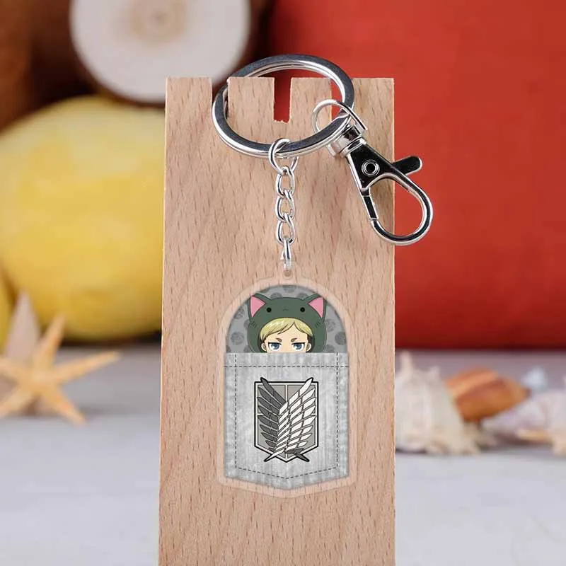 

2021 Classic Anime Attack On Titan Pendant Keyring Cartoon Figure Keychain Levi Ackerman Eren Armin Car Key Chains Jewelry