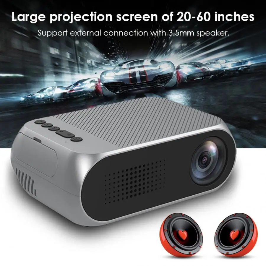 Мини проектор YG320 с аккумулятором ЖК дисплей USB HD 1080P для домашнего кинотеатра