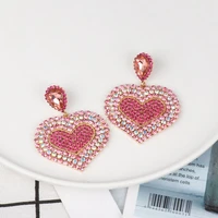 s2056 fashion jewelry dangle multi layer gradient heart shaped rhinestone earrings heart stud earring