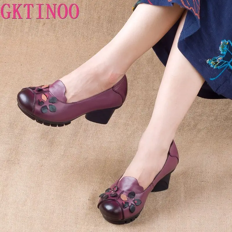 GKTINOO/Женская обувь на весну и осень из натуральной кожи платформе высоком каблуке
