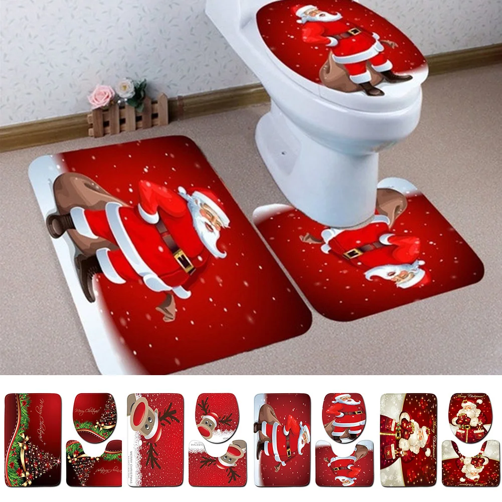 3 шт./компл. чехол на сиденье унитаза в рождественском стиле с Санта-Клаусом и