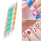5 шт. 2 way Nail Art точка нажмите с силой так Ручка Нажмите с силой так роспись под мрамор рисунок для УФ-гель Красота инструмент Алюминий ручка Нейл-арт 
