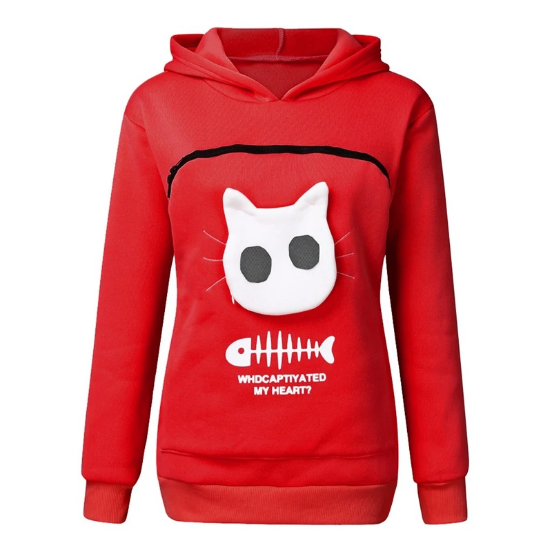 

Women Blouse Loose Hoodies Clothes Pet Bag Hoodie Women Sweatshirt Animal Pouch Hood Tops Carry Cat Zipper Breathable Pullover