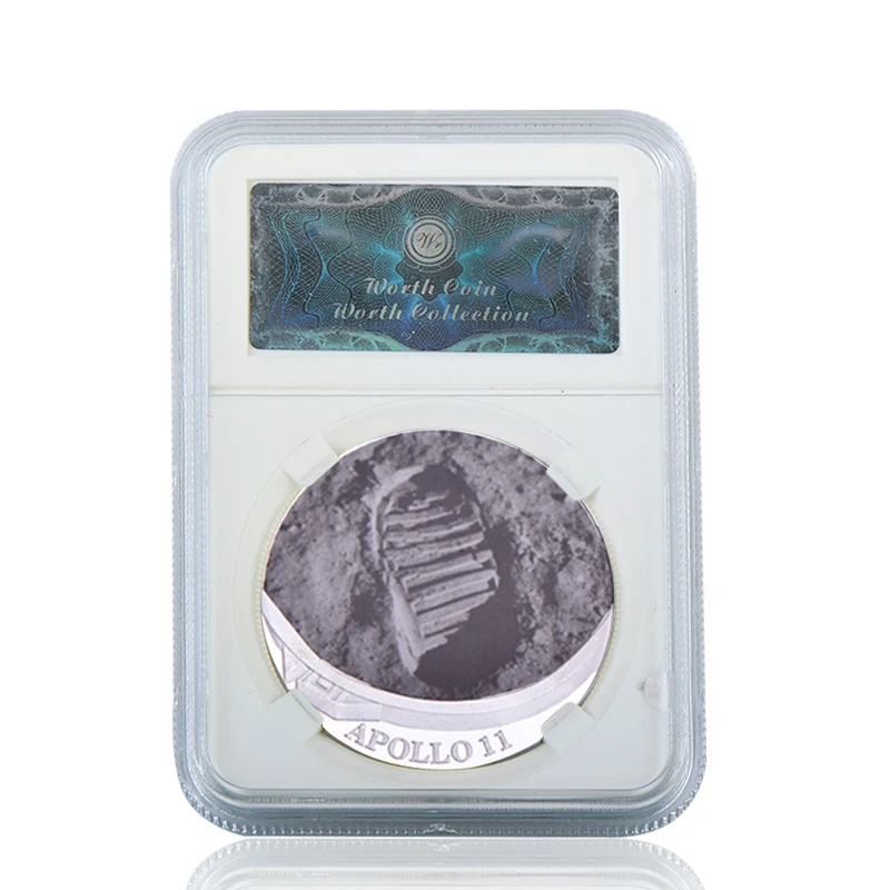 coin4 with case WR Apollo 11 50th Anniversary серебряные коллекционные монеты с держателем для монет оригинальная монета для вызова медаль США коллектор дропшиппинг - Цвет: coin4 with case