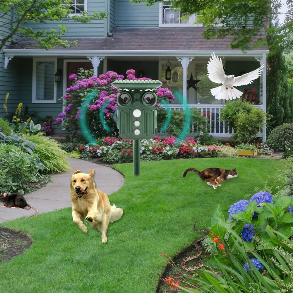 

Waterproof Solar Energy Ultrasound Animal Repeller Repellent Cat Repeller With Flashing Light Garden Protector Repellents