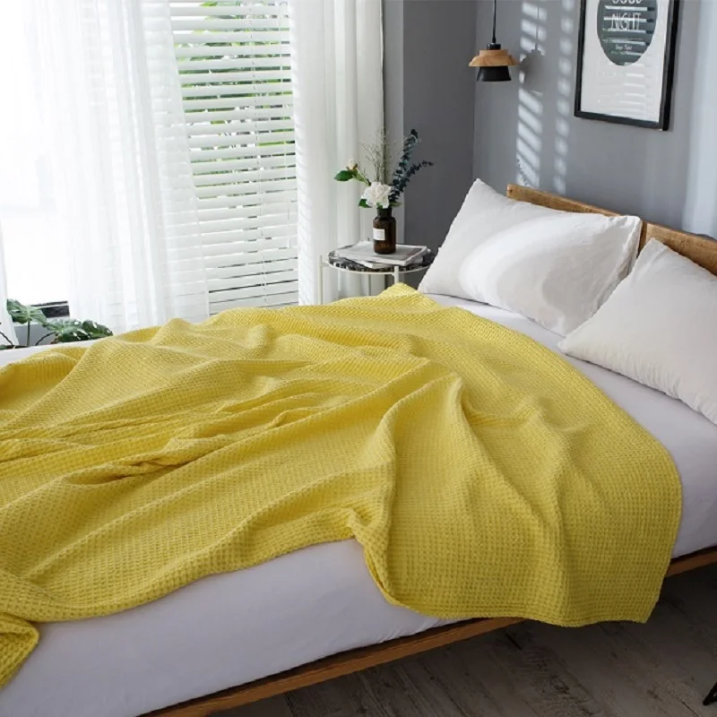 Waffle Throw Blanket Bedspreads Cotton Christmas Decorations For Home Comfy Portable Travel All-Season Skin-friendly Soft