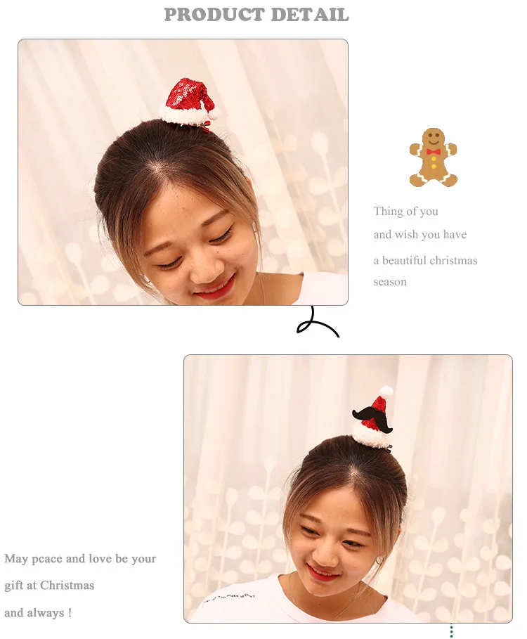 

10pcs Christmas Hair Clip Adult Kids Headband Hair Accessories Sequins Christmas Hat Hairpin Cartoon Hair Card Dress Headdress