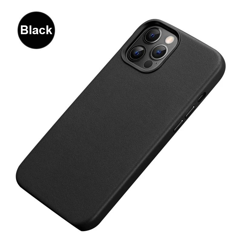 

Real Leather Case For IPhone 12 12Pro 12Promax 12Mini Original Magnetic Genuine Leather-Case Velvet Phone Cover Protective Case