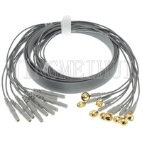 high quality eeg 10 lead cable of gold plated brass din 1 5mm female plug and cup electrodesoft tpu brainwave arrange line