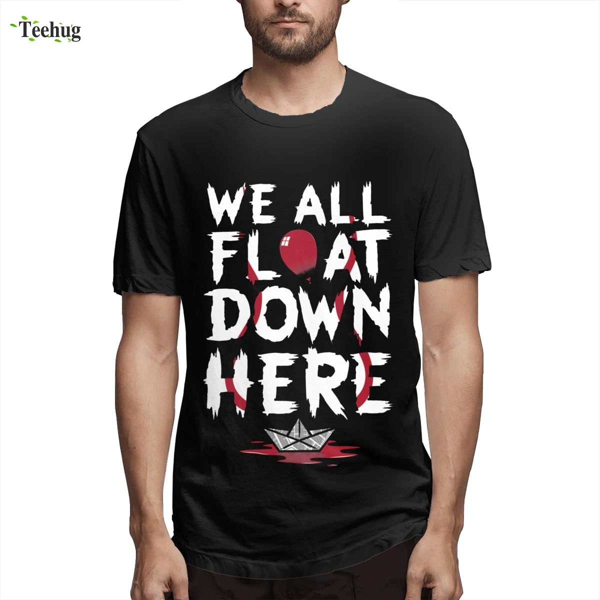 

Футболка графическая мужская с надписью «We All Float злой клоун», из чистого хлопка