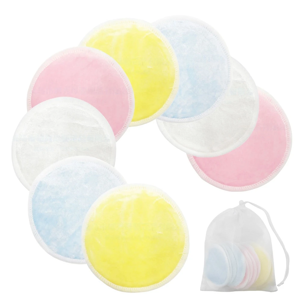 8pcs pads with bag 8 шт многоразовые ватные диски средство для снятия макияжа для лица двухслойные моющиеся подушечки для протирки ногтей с мешком для стирки - Цвет: 8pcs pads with bag