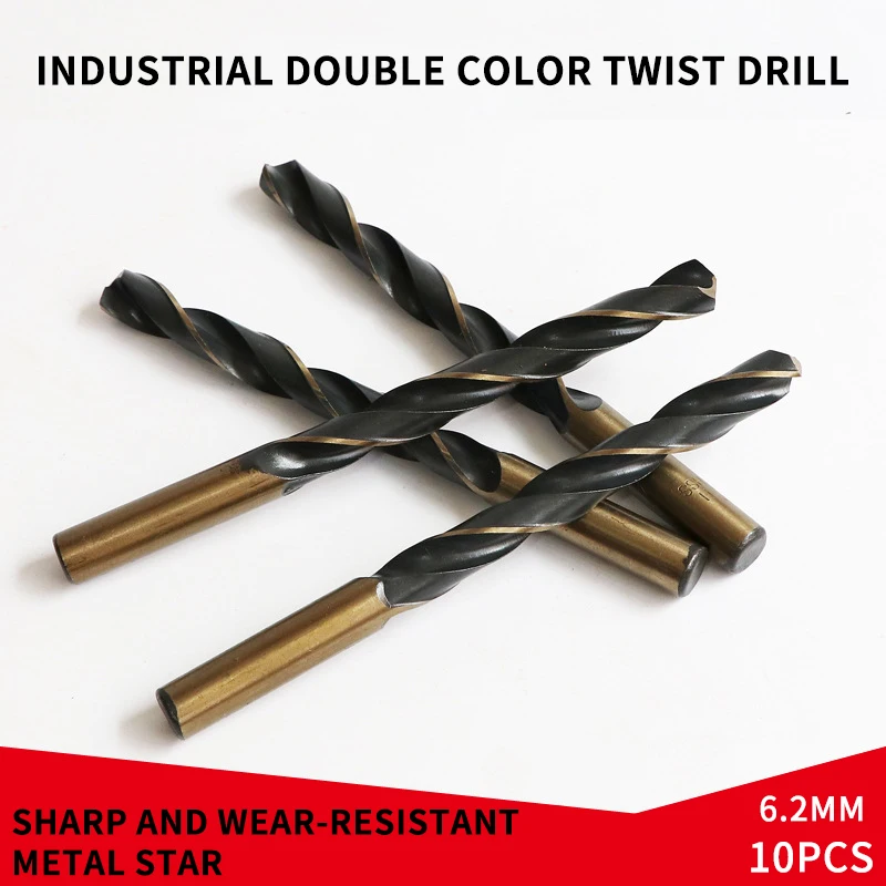 

10PCS 1. 5-10mmRound Twist Drill Bit Woodworking Hss Coated Titanium Coated Twist Drill Bit Set for Copper Metal Wood Tool