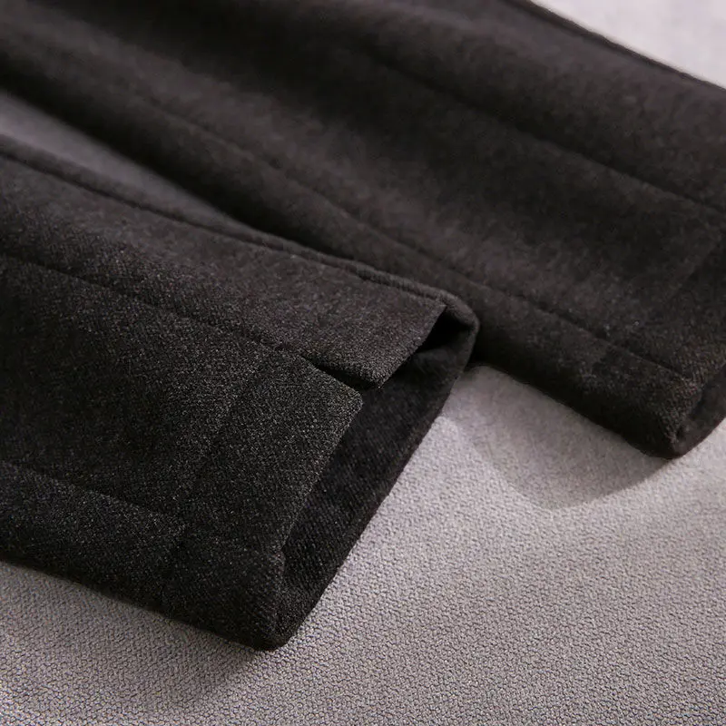 

2020 New Autumn Winter Women Office Wool Solid Pant Female Loose Fashion High Waist Straight Korean Style Warm Thick Trouser