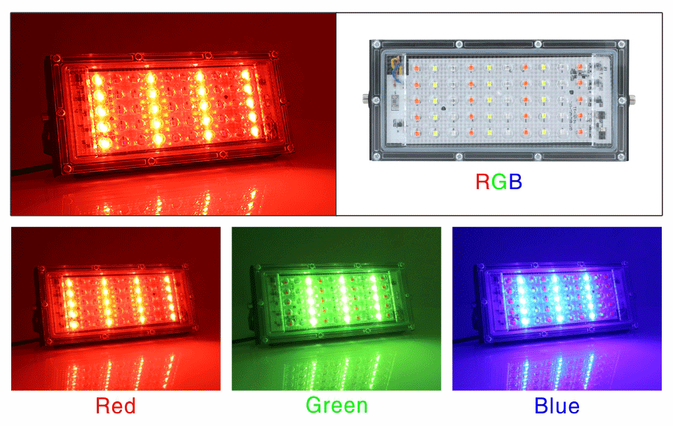 50 Вт светодиодный RGB прожектор светильник лампа AC 220V 230V 240V напольный светильник IP65 Водонепроницаемый отражатель Светодиодный точечный светильник с пультом дистанционного управления Управление