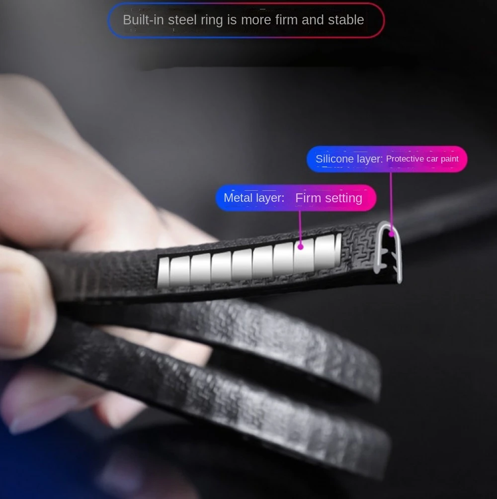

1m Universal Car Door Side Scratchedge Guard Prtection Seal Strips U Type Soundproof Rubber Sticker Anti-collision For Body Kit