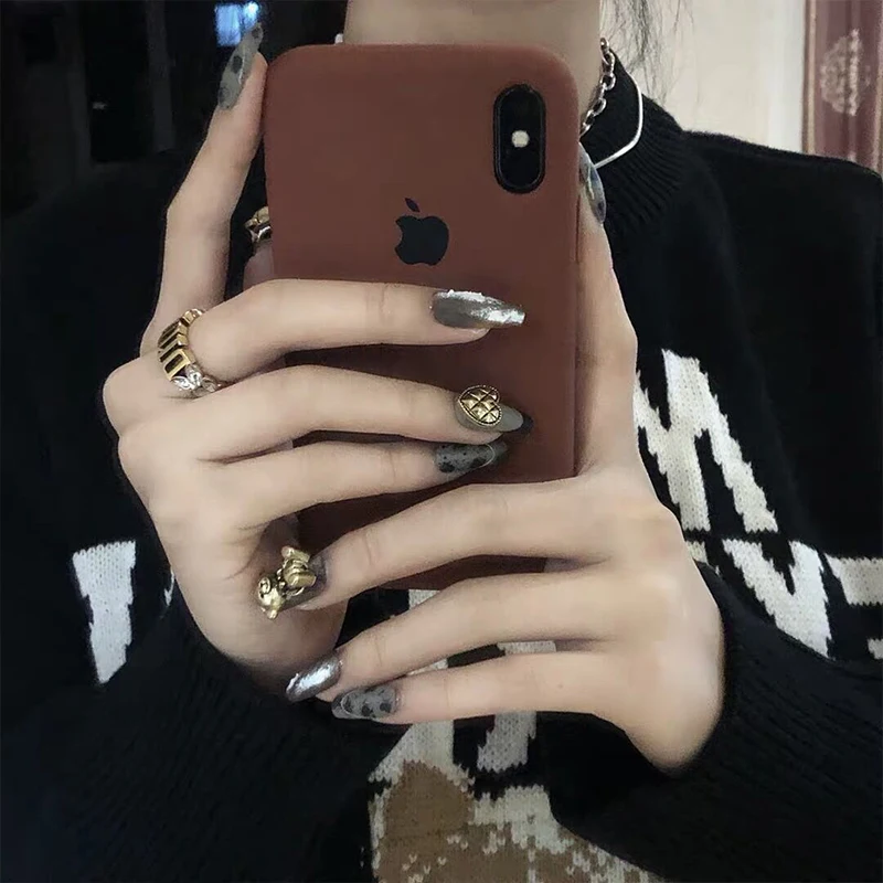 10 Шт./компл. 3d Милые Украшения Для Ногтей Искусственное Сердце Медведь Золото