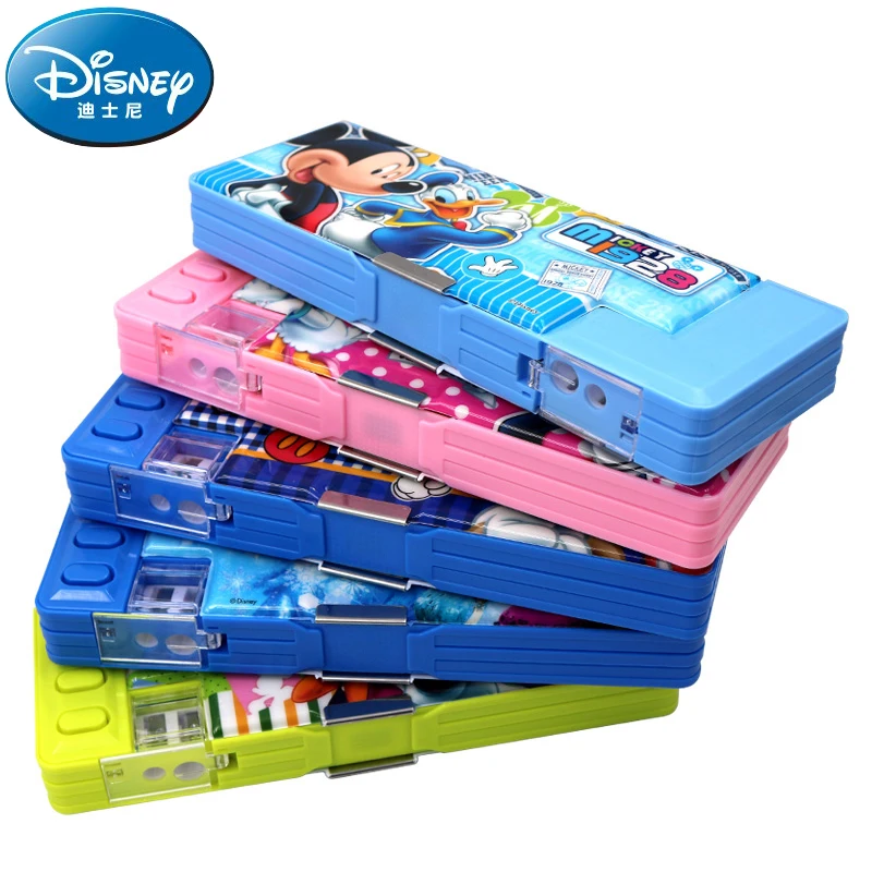 Case Mickey Minnie Mouse Double Layer Large Capacity Pencil Box Cute Pencilcase Kids School Stationery