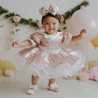 baby girl first birthday party dress ball gown sequins tulle satin bow princess lolita dress for birthday