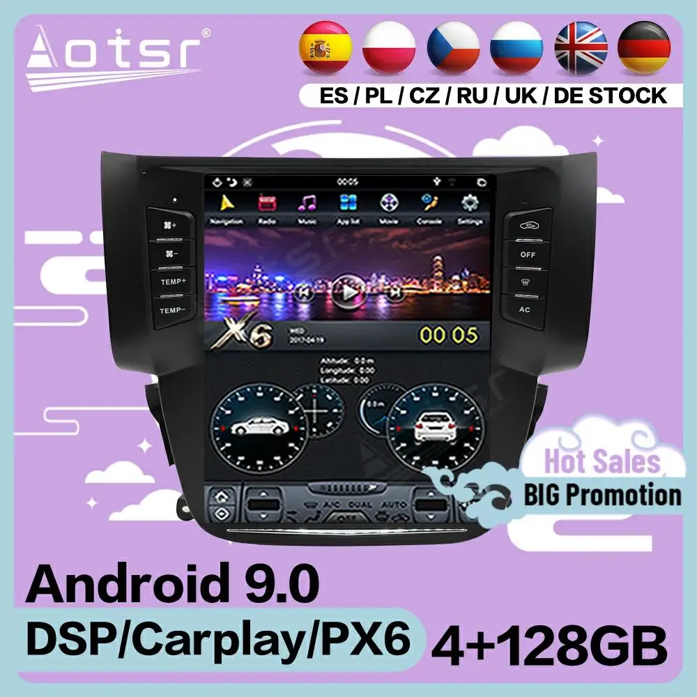 

128G Carplay экран Тесла мультимедийный стерео Android плеер для Nissan Sylphy 2012 2013 2014 2015 2016 2017 аудио радио головное устройство