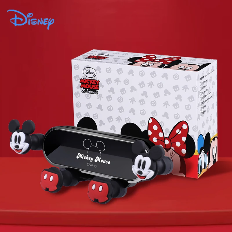 Disney Mickey Minnie Mouse Car Phone Holder Strip Car Air Outlet Anime Mobile Bracket Universal Navigation Gravity Kawaii Holder