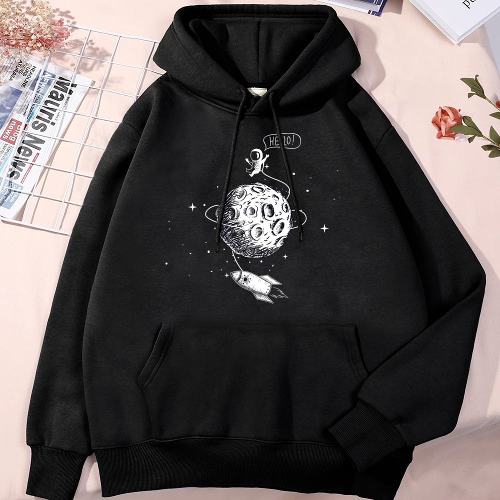 

Astronaut Moon Creative Prints Sweatshirts Skin Friendly Men Hooded Streets Casual Hoodies Funny Fashion Cool Hoodie For Male