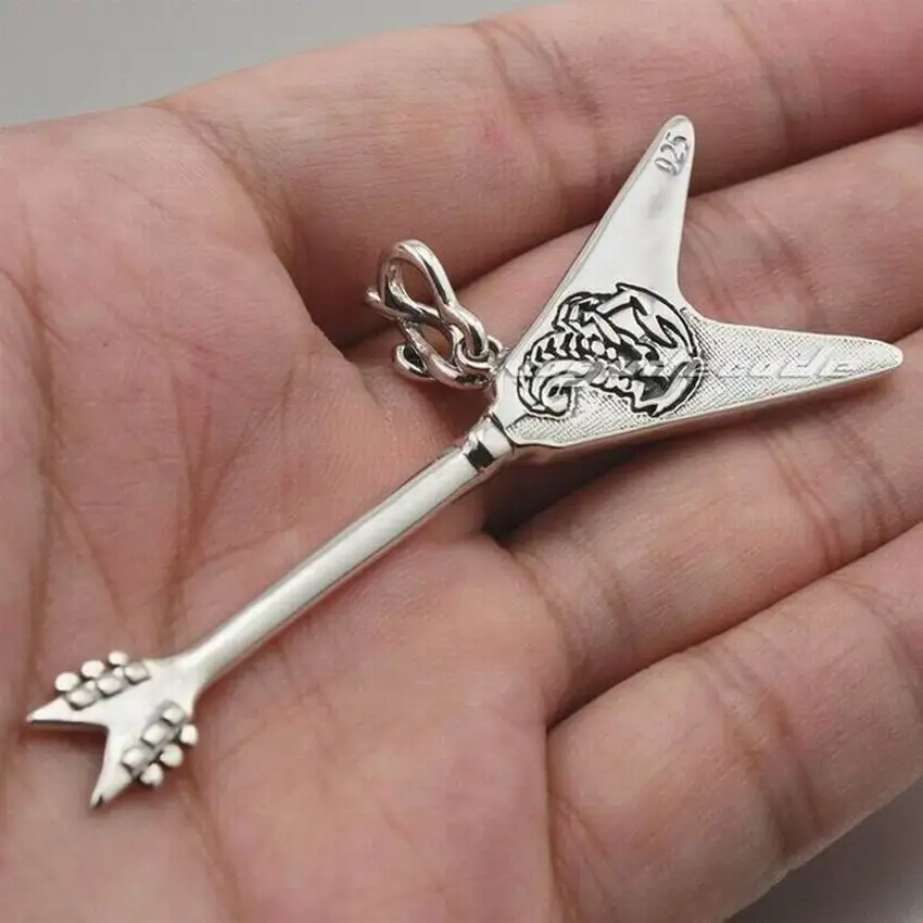 Металлическая гитара в стиле рок Legend Скорпион 925 пробы Серебряная Мужская