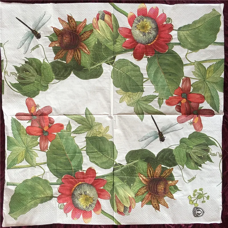 Бумажные салфетки для декупажа элегантное тканевое винтажное полотенце цветок