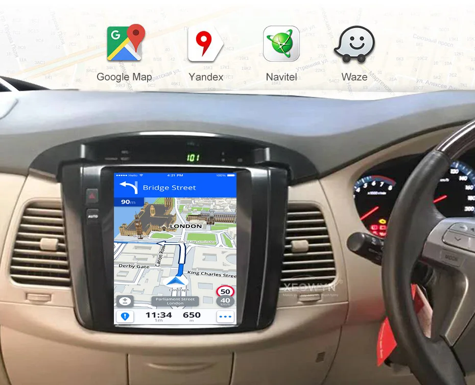 Четырехъядерный 32G rom вертикальный экран android 7,0 Автомобильный gps мультимедийный видео радио плеер для Toyota innova 2004- навигация