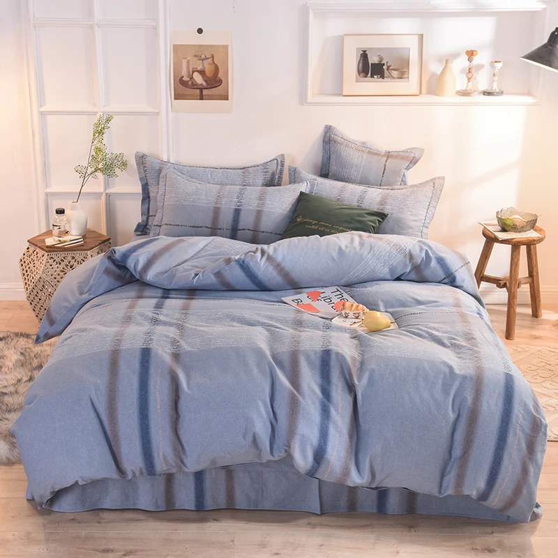 

Twin Queen King Size 4Pcs Duvet Comforter Cover Bed Set Brushed Cotton Warm Soft Bedding Sets Flat Bed sheet set Pillowcase