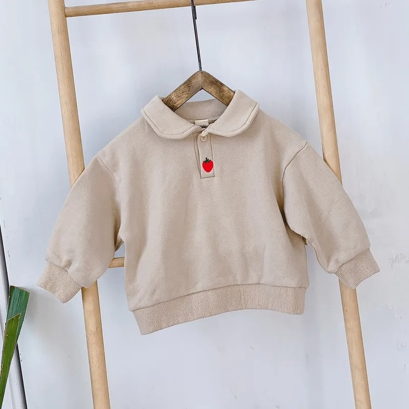 

Girls sweater 2019 new Korean version of the girl's long-sleeved girl solid color sweatshirt Princess British children's sweater