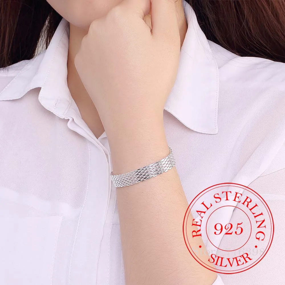 

Women's Fashion bracelet 925 sterling silver soft watchband charm bracelet & bangles fine jewelry Pulseiras de Prata Drop Ship