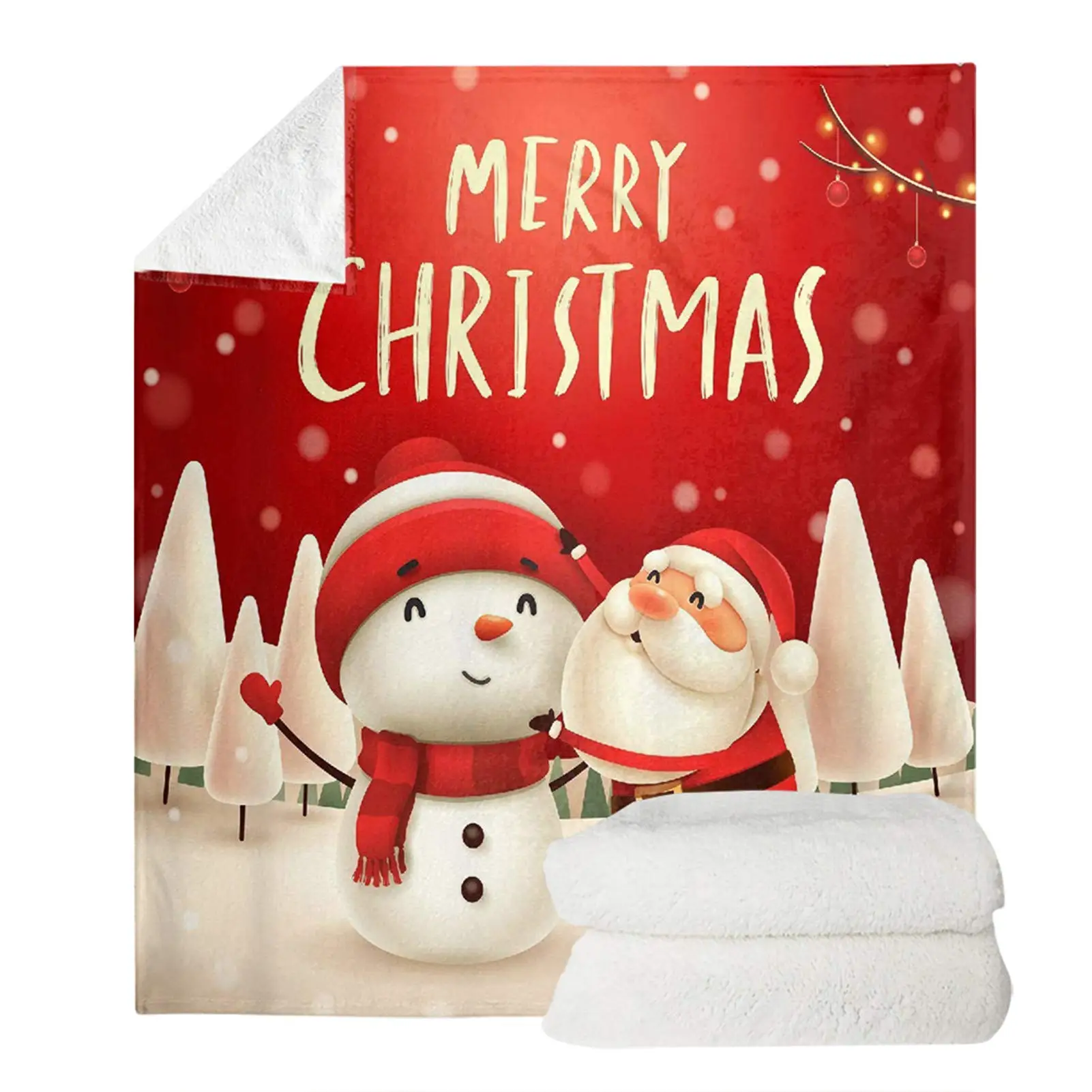 

Cartoon Christmas Santa and Snomwan Design Throw Blanket Soft Ligtweight Durable Cozy Bed Couch Blanket for Sofa Chair Bed