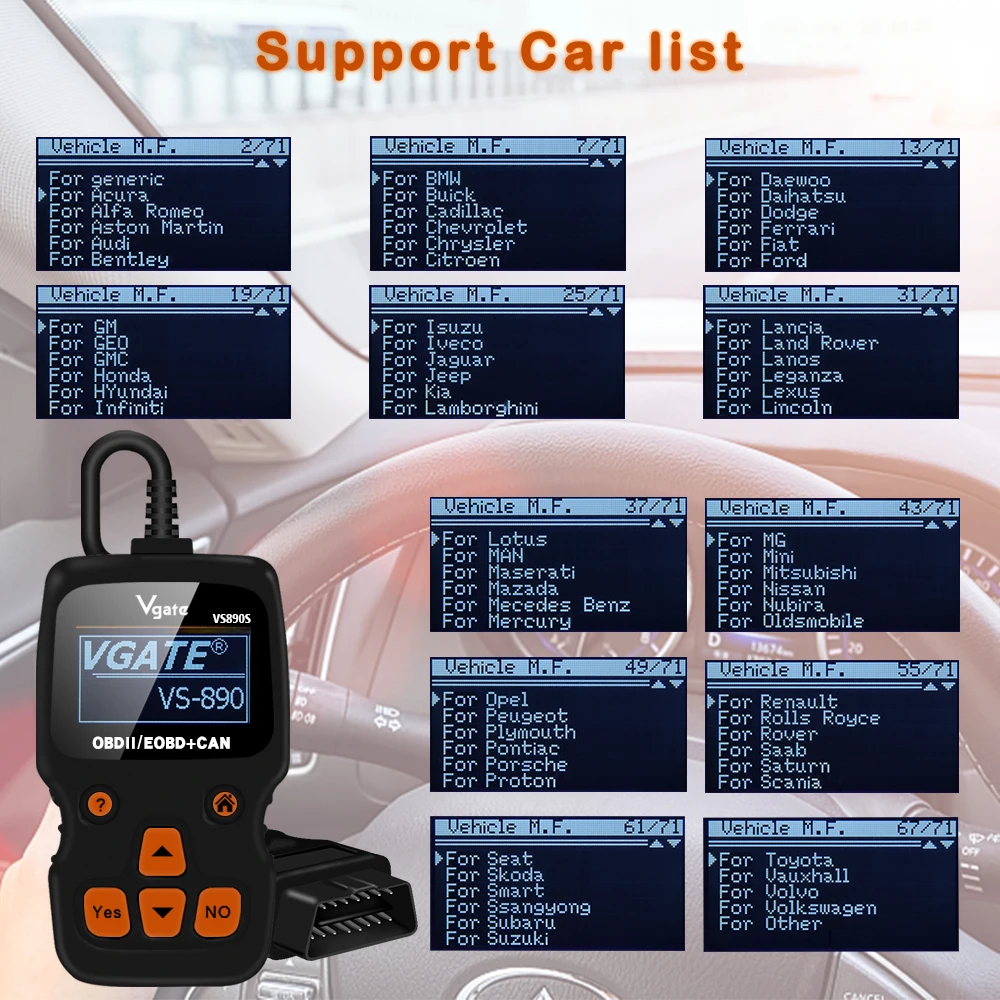Автомобильный считыватель кодов Vgate VS890S инструмент для диагностики автомобиля OBD