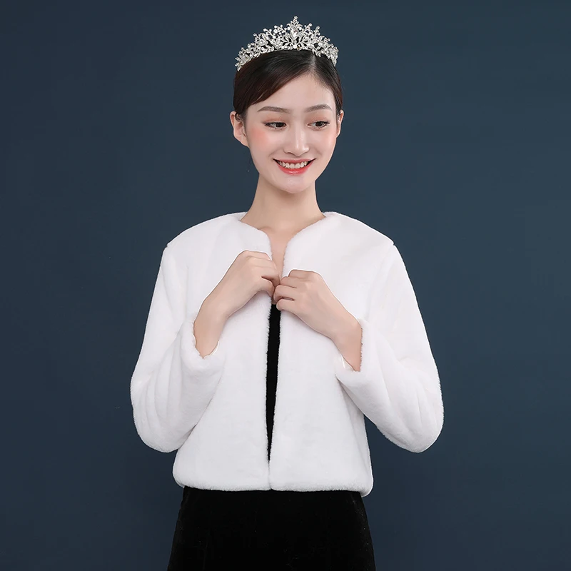 Аксессуары для свадебного платья болеро из искусственного меха с длинными