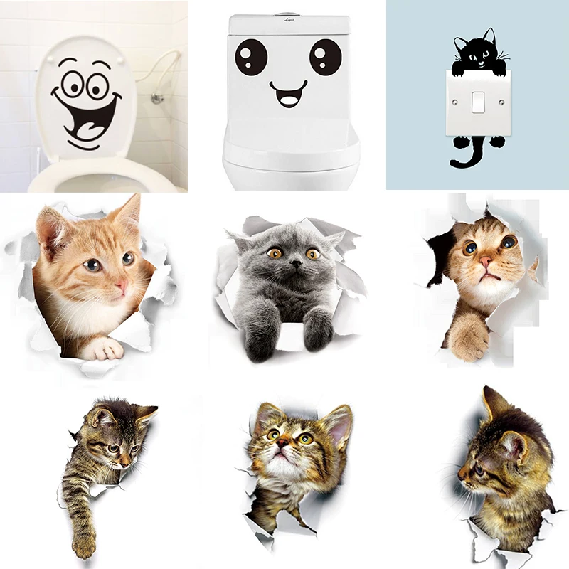 DIY домашний Декор Съемный смайлик Забавный туалетный столик для ванной комнаты