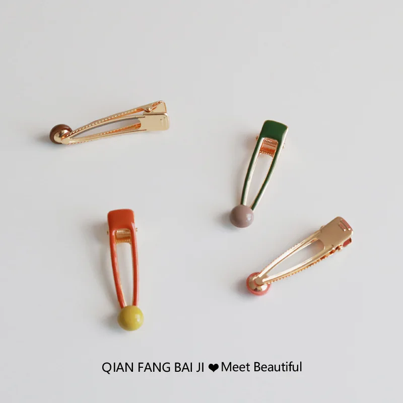 R-Shining Candy tiara Color Cream Half Bead Duckbill Clip Individual Lovely Balls Hairclip Edge Chuck Decoration Hairpin | Украшения и